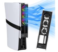 AriKroii Ventilateur de refroidissement pour PS5 Pro/PS5 Slim, Refroidissement haute vitesse avec contrôle automatique de la température, faible bruit, éclairage RVB et port USB 3.0 pour les