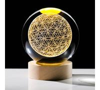 Arikyrist Boule de Cristal en Forme de Fleur de Vie gravée au Laser - Décoration d'intérieur - Géométrie sacrée - Presse-Papier - Cadeau pour Homme et Femme