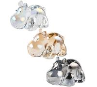Arikyrist Lot de 3 figurines d'hippopotame en cristal (coloré gris doré