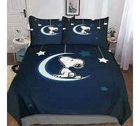 ARINAL Snoopy 3D Housse De Couette Parure De Lit, Imprimé Microfibre Ensemble De Literie avec Comics Housses De Couettes Taies D'oreillers pour Fille Garçon Couette Sets King（220x240cm）