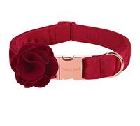 ARING PET Adorable Collier pour Chien en Velours avec Fleur en Feutre, Confortable, Rouge, avec Boucle en métal pour Chiens de Petite, Moyenne et Grande Taille