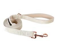 ARING PET Ensemble Laisse et Collier en Velours pour Chien, Fait à la Main, en Velours Blanc Solide, pour Chiens de Petite et Grande Taille