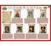 ARIS EDITIONS Sous-main et Set de table éducatif 30x42 Plastifié, effaçable" Les Grands Rois de France"