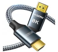 ARISKEEN Câble HDMI 2.1 8K 2.5M, 48Gbps Câble HDMI Tressé en Nylon Haute Vitesse, Prend en Charge 8K@60HZ, 4K@120Hz, Compatible avec PS5/4 TV Switch Monitor Blu-ray Soundbar