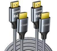 ARISKEEN Câble HDMI 2.1 8K 2M 2 Pièces, 48Gbps Câble HDMI Tressé en Nylon Haute Vitesse, Prend en Charge 8K@60HZ, 4K@120Hz, Compatible avec PS5/4 TV Switch Monitor Blu-ray Soundbar