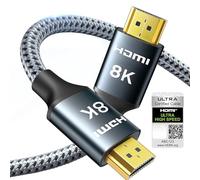 ARISKEEN Câble HDMI 2.1 8K 2M, 48Gbps Câble HDMI Tressé en Nylon Haute Vitesse, Prend en Charge 8K@60HZ, 4K@120Hz, Compatible avec PS5/4 TV Switch Monitor Blu-ray Soundbar
