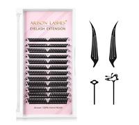 Arison Lashes Cils pré-fabriqués, faux cils russes, volume, duvet, naturels, œil de chat (Slant Fan-D-8-15Mix)