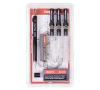 Aristo AH64311 mg1 Pro College Lot de 6 stylos à encre de Chine (3 stylos à encre de Chine mg1 Pro, épaisseur de trait 0,35/0,5/0,7 mm, crayon à mine fine Geo-Pen 0,5 mm avec 12 mines de rechange,