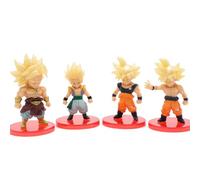 Aristo Solutions Lot de 4 figurines Anime Chibi - Mini Action Manga - Avec pied - Style combattant et héros - Pour les fans d'anime - Décoration, cadeau et vitrine - Z Gold Fighter