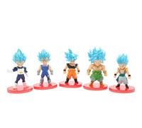 Aristo Solutions Lot de 5 figurines Anime Chibi - Mini Action Manga - Avec pied - Style combattant et héros - Pour les fans d'anime - Décoration, cadeau et vitrine - Z Blue Fighter