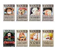 Aristo Solutions Lot de posters recherchés One Piece - Pack de 8 - 42 x 28,5 cm - Décoration murale anime manga pour chambre - Pirates au chapeau de paille avec Luffy, Zoro, Sanji, Nami, Robin