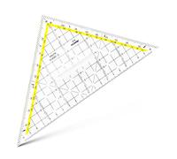 Aristo Triangle 1650/2 TZ avec prise ferme (Hypoténuse 22,5 cm, picots d'encre, facette sur hypoténuse, plexiglas avec gaufrage profond, fabriqué en Autriche) Transparent