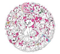 Aristocats Marie Lot de 50 autocollants en vinyle pour ordinateur portable, téléphone, étui, mur, bagages, livres et bouteilles d'eau