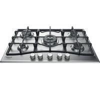 Ariston PCN 751 T/IX/HA - Table de cuisson au gaz - 5 plaques de cuisson - Niche - largeur : 55.5 cm - profondeur : 47.5 cm - acier inoxydable