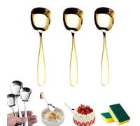 Arithmeticn Lot de 3 cuillères à mesurer carrées en acier inoxydable à tête carrée, cuillères à soupe à tête carrée, cuillères à dessert, cuillères à sucre carrées de style coréen (3 pièces, taille L)
