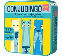 Aritma - CONJUDINGO CE2 - Jeu de Société Éducatif dès 8 ans - 3 Jeux de Conjugaison : Bataille, Mistigri, Rami - Consolider les Acquis en Conjugaison - 2 À 6 Joueurs - 15 Min - Version Française