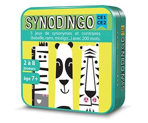 Aritma - SYNODINGO CE1/CE2 - Jeu de Société Éducatif pour Enfant dès 7 ans - 5 Jeux de Synoymes et de Contraire avec 200 mots - Enrichir son vocabulaire - Synonyme et d'Antonyme - 2-8 joueurs - 15 min