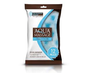 ARIX | 12 éponges de massage à la cellulose de la ligne Aqua massage Tradition, éponge corporelle relaxante douce, éponge énergisante et tonifiante en pure cellulose végétale à fibre alvéolaire - 12