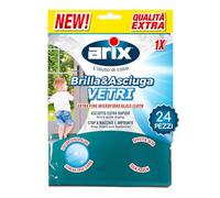 Arix | 24 Brilla&Sèche pour vitres, 32 x 30 cm, Chiffon en Microfibre pour vitres, Chiffon Anti-Halos et Empreintes digitales, séchage Extra Rapide - 24 pièces