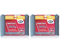 ARIX | 3 Éponges SilverPad Anti-Rayures avec Revêtement en Aluminium de la Gamme Masterclean, Éponges avec Traitement Antibactérien, pour Surfaces Délicates, Anti-odeurs, 3 pièces (Lot de 2)