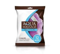 ARIX Lot de 12 éponges en filet de bain et douche de la ligne Aqua Massage Tradition, éponge douce à tisser, éponge de pelage délicate, anti-cellulite, réactive la microcirculation, éponge relaxante