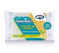 Arix | Lot de 20 éponges Scintillantes en Cellulose, en éponge de Cuisine délicate pour casseroles antiadhésives, vitrocéramiques, plaques émaillées, Verre, Cristaux, fabriquées en Italie