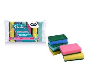 ARIX Lot de 6 éponges abrasives colorées et résistantes de la Ligne Splendelli, éponges polyvalentes pour la saleté obstinée, 6 pièces fabriquées en Italie