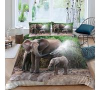 ARiXIaNg éléphant Housse de Couette 200x200 cm Ado Adulte Afrique Animaux 3D Motif Parure de Lit Microfibre Hypoallergique Ensemble de Literie avec 2 Taies d'oreiller 50x75 cm