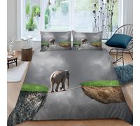 ARiXIaNg Housse de Couette éléphant 220x240 cm Enfant Ado Fille 3D Afrique Animaux Parure de Lit Hypoallergique Ensemble de Literie 3 pièces avec Fermeture Éclair+ 2 Taies D'oreillers