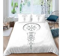 ARiXIaNg Housse de Couette Viking 220x240 cm Enfant Ado Fille 3D Mythologie Nordique Runes Parure de Lit Hypoallergique Ensemble de Literie 3 pièces avec Fermeture Éclair+ 2 Taies D'oreillers