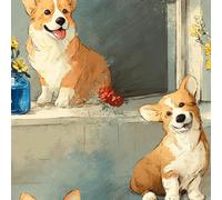 ARiXIaNg Papier peint Corgi épais mat à décoller et à colle 44x600 cm Chien Kawaii Meubles Autocollants Amovible Comptoir Contact Papier Stickers Muraux pour Bains Salon Chambre