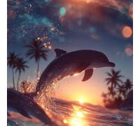 ARiXIaNg Papier peint Dauphin épais mat à décoller et à colle 44x1000 cm Coucher De Soleil Sur L'océan Meubles Autocollants Amovible Comptoir Contact Papier Stickers Muraux pour Bains Salon Chambre