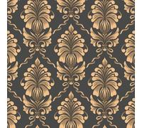 ARiXIaNg Papier peint Fleurs Noires Et Dorées épais mat à décoller et à colle 44x1000 cm Bohème Rétro Meubles Autocollants Amovible Comptoir Contact Papier Stickers Muraux pour Bains Salon Chambre