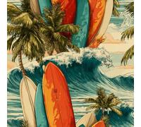 ARiXIaNg Papier peint Planche De Surf épais mat à décoller et à colle 44x600 cm Retro Beach Meubles Autocollants Amovible Comptoir Contact Papier Stickers Muraux pour Bains Salon Chambre