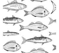 ARiXIaNg Papier peint Poissons De L'océan épais mat à décoller et à colle 44x1000 cm Rétro Meubles Autocollants Amovible Comptoir Contact Papier Stickers Muraux pour Bains Salon Chambre