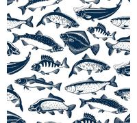 ARiXIaNg Papier peint Poissons De L'océan épais mat à décoller et à colle 44x200 cm Rétro Meubles Autocollants Amovible Comptoir Contact Papier Stickers Muraux pour Bains Salon Chambre