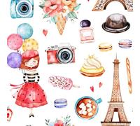 ARiXIaNg Papier peint Tour Eiffel, Paris épais mat à décoller et à colle 44x500 cm Dessin Animé Meubles Autocollants Amovible Comptoir Contact Papier Stickers Muraux pour Bains Salon Chambre