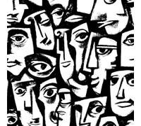 ARiXIaNg Papier peint Visage De Graffiti épais mat à décoller et à colle 44x300 cm Rétro Meubles Autocollants Amovible Comptoir Contact Papier Stickers Muraux pour Bains Salon Chambre