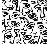 ARiXIaNg Papier peint Visage De Graffiti épais mat à décoller et à colle 44x600 cm Rétro Meubles Autocollants Amovible Comptoir Contact Papier Stickers Muraux pour Bains Salon Chambre