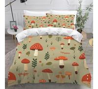 ARiXIaNg Parure De Lit 200x200 cm Champignon Housse de Couette 2 Personnes 3D Motif Kawaii Animaux Doux Microfibre Literie avec Fermeture éclair avec 2 Taies d'Oreillers 50x75