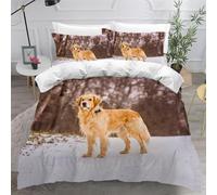 ARiXIaNg Parure De Lit 220x240 cm Adulte 3D Motif Golden Retriever Housse De Couette Microfibre 2 Personnes avec Fermeture Éclair Chien Animal 3 pièces avec 2 Taies d'oreiller 50x75