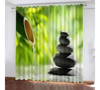 ARiXIaNg Rideau Bambou Pierre Rideaux Occultant Lot de 2 Chambre Enfant Fille Garcon 3D Impression Zen Motif Opaque Oeillet Chambre Salon Rideau（234x183 cm）