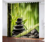 ARiXIaNg Rideau Occultant Bambou Pierre Rideaux Chambre Enfant Moderne 3D Zen Motif Rideaux Acoustiques Isolant Thermique Anti Froid Opaque Petites Fenêtres Décoration（140x160 cm）