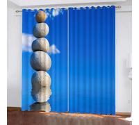 ARiXIaNg Rideau Occultant Pierre Rideaux Chambre Enfant Moderne 3D Zen Motif Rideaux Acoustiques Isolant Thermique Anti Froid Opaque Petites Fenêtres Décoration（183x214 cm）
