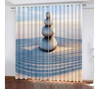 ARiXIaNg Rideau Occultant Pierre Rideaux Chambre Enfant Moderne 3D Zen Motif Rideaux Acoustiques Isolant Thermique Anti Froid Opaque Petites Fenêtres Décoration（150x166 cm）