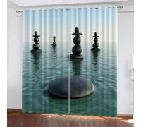 ARiXIaNg Rideau Occultant Pierre Rideaux Chambre Enfant Moderne 3D Zen Motif Rideaux Acoustiques Isolant Thermique Anti Froid Opaque Petites Fenêtres Décoration（200x200 cm）