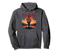 Arizona Desert Sunset Cactus Poster de Voyage rétro Sweat à Capuche, Unisexe pour Adultes, Chiné Foncé, S