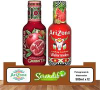 Arizona Lot de 12 saveurs de thé vert grenade et pastèque 500 ml chacun