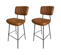 ARIZONA - Lot de 2 tabourets de bar aspect cuir marron Marron