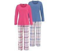 ARIZONA Pyjama bleu / rose / blanc, Taille XXL